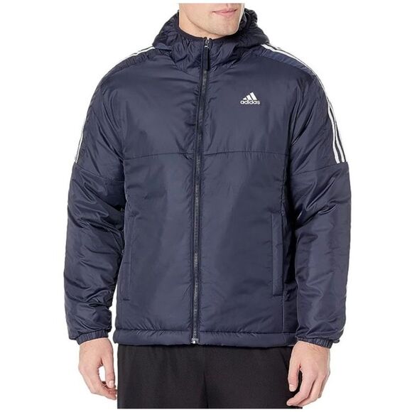 NWT ADIDAS Essentials Insulated Hoodie Jacket Men’s XXL Blue White High Collar - Picture 3 of 12
